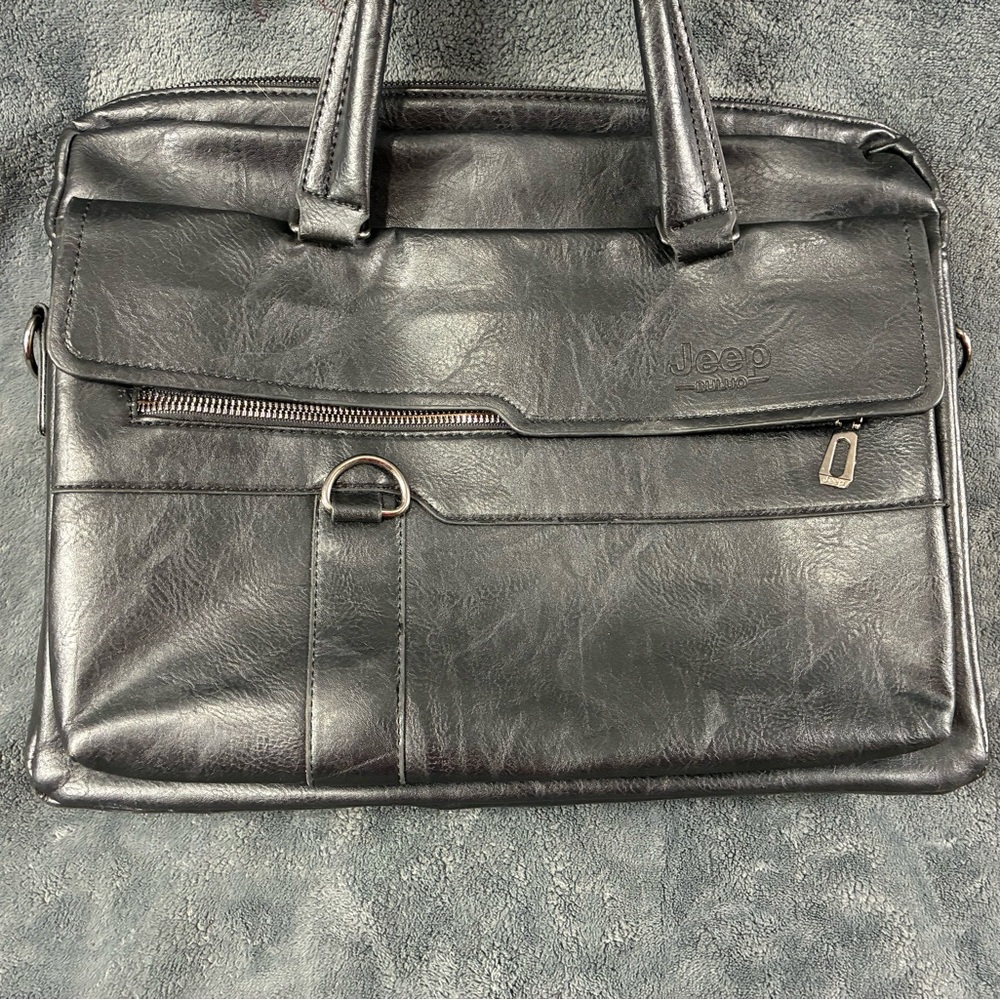 Jeep Black Leather Men's Briefcase